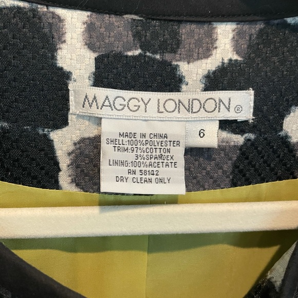 Maggy London Light Pea Coat Size 6 Black and White - Picture 3 of 5